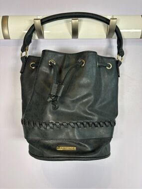 Rampage Black Boho Drawstring Bucket Shoulder Bag